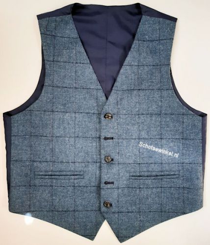 Waistcoat Use Blue Window Pane Flinstone Tweed, medium